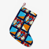 カラフル片の長方形。トレンディーシームレスpat スモールクリスマスストッキング (正面 (吊り時))
