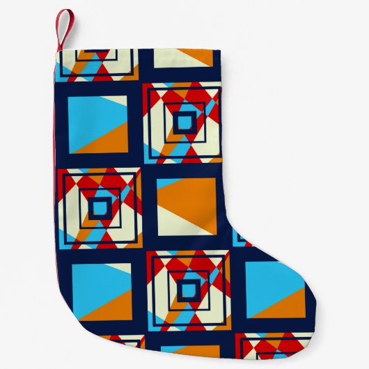 カラフル片の長方形。トレンディーシームレスpat スモールクリスマスストッキング (正面)