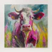 カラフル牛ポートレートモダン抽象芸術 ジグソーパズル (縦)