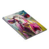 カラフル牛ポートレートモダン抽象芸術 ノートブック (右側)