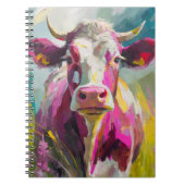 カラフル牛ポートレートモダン抽象芸術 ノートブック (正面)