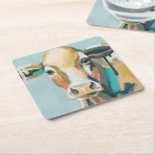 カラフル牛 スクエアペーパーコースター (アングル)