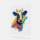 カラフル牛、レインボー牛デザイン アクリルサイン (傾斜)