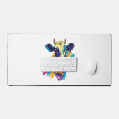 カラフル牛、レインボー牛デザイン デスクマット (キーボード&マウス)