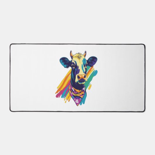 カラフル牛、レインボー牛デザイン デスクマット (正面)