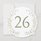 カラフル牧草地ワイルドフラワーリーステーブル番号 招待状 (正面)