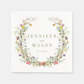 カラフル牧草野結婚花の紙 スタンダードカクテルナプキン (正面)