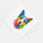カラフル犬のアートワーク スタンダードランチョンナプキン (角)