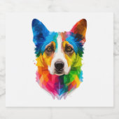 カラフル犬のアートワーク スパークリングワインラベル (シングルラベル)