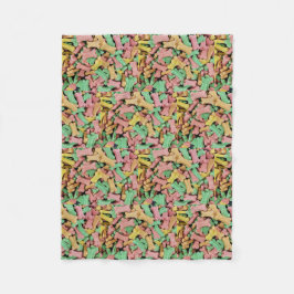 カラフル犬の骨ビスケット フリースブランケット