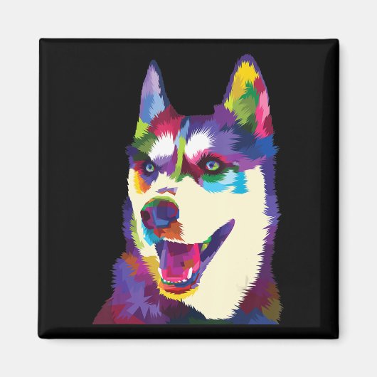 カラフル犬ポップ・アートの |アートスタイルあり マグネット (正面)