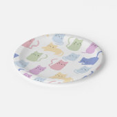カラフル猫パターンミニマルパーティー ペーパープレート (アングル)