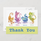 カラフル猫好きニャーありがとう ポストカード (正面/裏面)