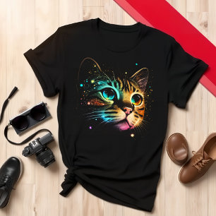 カラフル猫好きユニークかわいい猫デザイン Tシャツ
