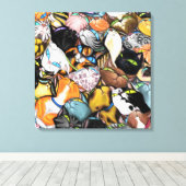 カラフル猫抱きキャンバスプリント絵画- s キャンバスプリント (インサイチュ (ウッドフロア))