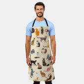 カラフル猫違う柄 エプロン (着用した状態)