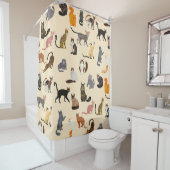 カラフル猫違う柄 シャワーカーテン (インサイチュ)