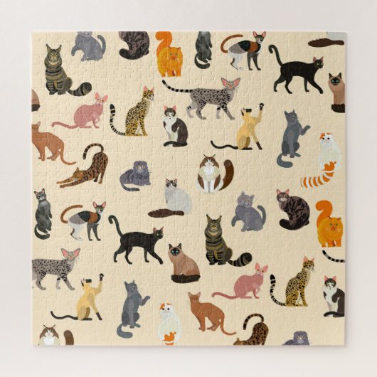 カラフル猫違う柄 ジグソーパズル (縦)