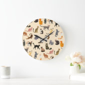 カラフル猫違う柄 ラージ壁時計 (ホーム)