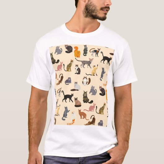 カラフル猫違う柄 Tシャツ (正面)