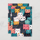 カラフル猫 招待状 (正面/裏面)