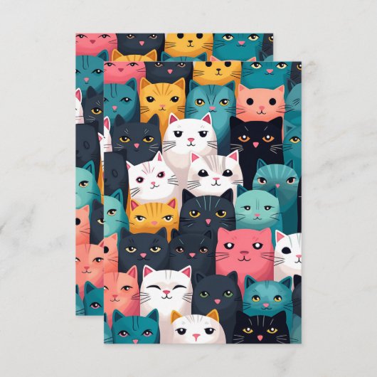 カラフル猫 招待状 (正面/裏面)