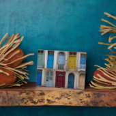 カラフル玄関のコラージュ フォトプラーク (側面)