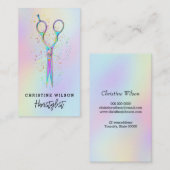 ・カラフル理髪用はさみフェイクグリッター 名刺 (正面/裏面)