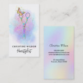 カラフル理髪用鋏と蝶 名刺 (正面/裏面)