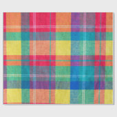 カラフル生地の格子模様のテクスチャ。布の背景 ラッピングペーパー (フラット)
