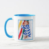 カラフル男の赤ちゃん写真誕生記録シンプルモダン マグカップ (左)