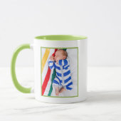 カラフル男の赤ちゃん写真誕生記録シンプルモダン マグカップ (左)