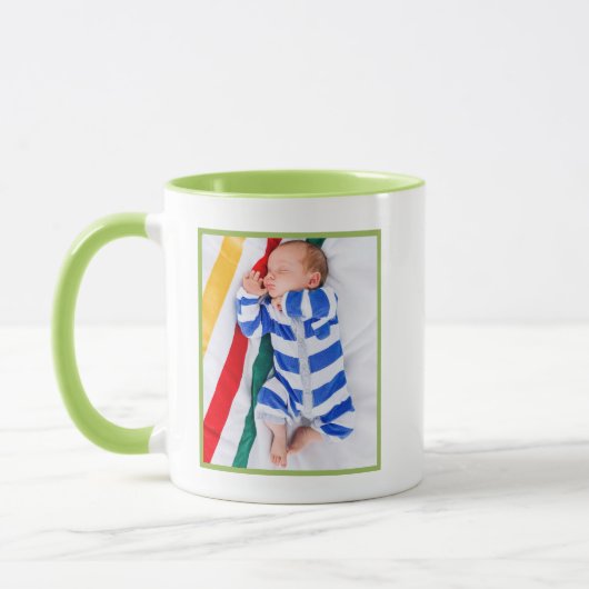 カラフル男の赤ちゃん写真誕生記録シンプルモダン マグカップ (左)