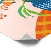 カラフル発散フローラブーケイラストレーションアート ポスター (角)