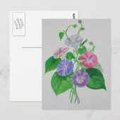 カラフル登山モーニンググローリーボタニカルアート ポストカード (正面/裏面)