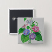 カラフル登山モーニンググローリーボタニカルアート 缶バッジ (正面&裏面)