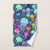 カラフル白熱［赤熱］光を放つクラゲ バスタオルセット (ハンドタオル)