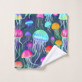 カラフル白熱［赤熱］光を放つクラゲ バスタオルセット (ウォッシュタオル)