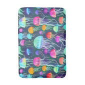 カラフル白熱［赤熱］光を放つクラゲ バスマット (正面縦)