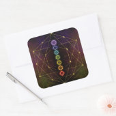 カラフル白熱［赤熱］光を放つチャクラ スクエアシール (封筒)