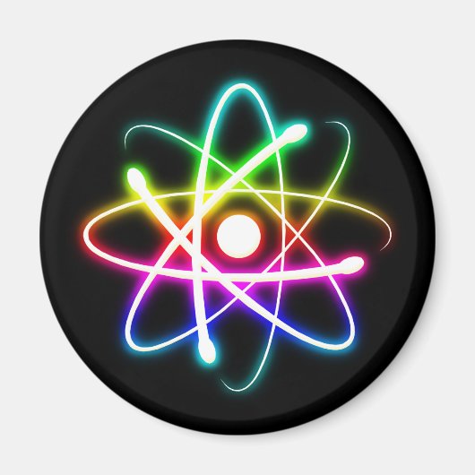 カラフル白熱［赤熱］光を放つ原子科学 マグネット (正面)