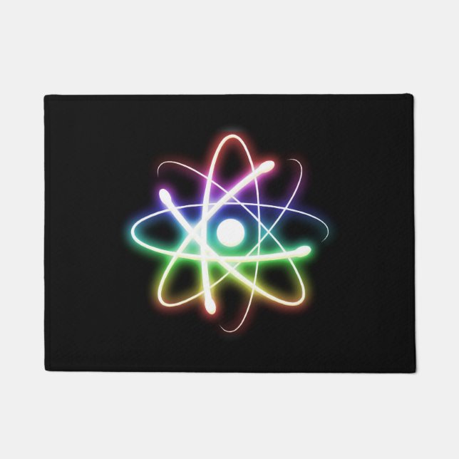 カラフル白熱［赤熱］光を放つ原子 |ギークギフト ドアマット (正面)