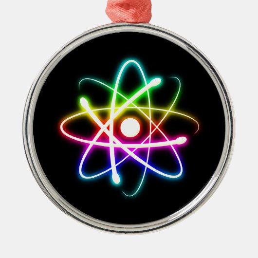 カラフル白熱［赤熱］光を放つ原子 メタルオーナメント (正面)
