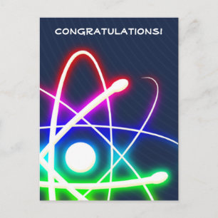 カラフル白熱［赤熱］光を放つ Atom – 挨拶用はがき ポストカード