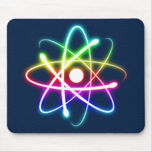 カラフル白熱［赤熱］光を放つ Atom – 濃い青 マウスパッド