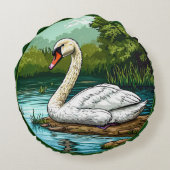 カラフル白鳥をミュート ラウンドクッション (裏面)