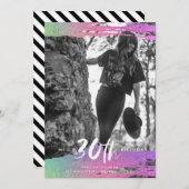 カラフル白黒写真30歳の誕生日 招待状 (正面/裏面)