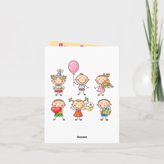 カラフル目当て子供の誕生日 カード (裏面)