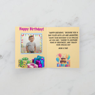 カラフル目当て子供の誕生日 カード