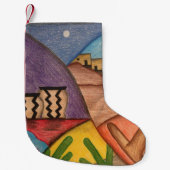 カラフル砂漠南西部サボテン スモールクリスマスストッキング (正面)